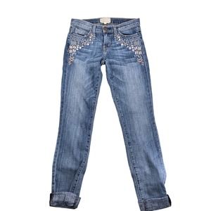 Current/Elliott Womens Size 24 The Rolled Skinny in Super Loved & Embroidery